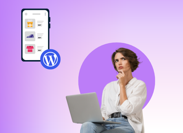 Weboldal készítés 8 Fiatal nő weboldal készítés közben, laptopon dolgozik egy WordPress szerkesztőfelületen.