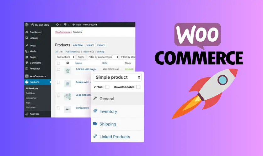 WooCommerce webáruház bemutató képe, amely a plugin előnyeit illusztrálja.